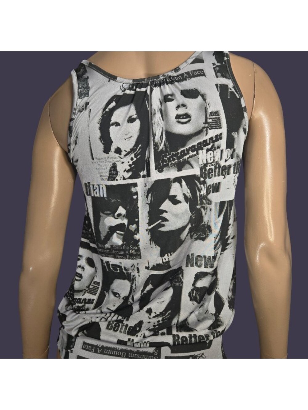 Vintage Y2k Photo Print Sequin Graphic Top Kate Moss Grunge Indie sleaze size S